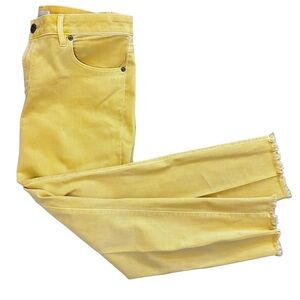 LOFT Women Curvy Skinny Crop Yellow Pant